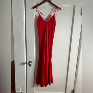 Zara LONG STRAPPY DRESS. Red. Size S.